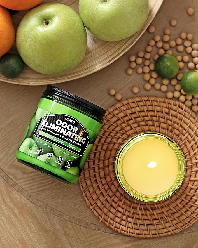 AOOVOO Green Apple 2 Pack Odor Eliminating Candle - 18 oz Soy Candles | - Image 7