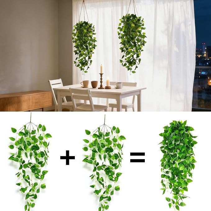 Fake Hanging Plants 2pcs Artificial Hanging Plant - Image 2