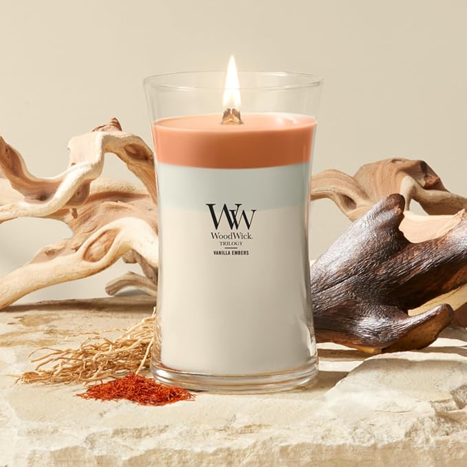 WoodWick Vanilla Embers Large Hourglass Trilogy Candle - Image 2