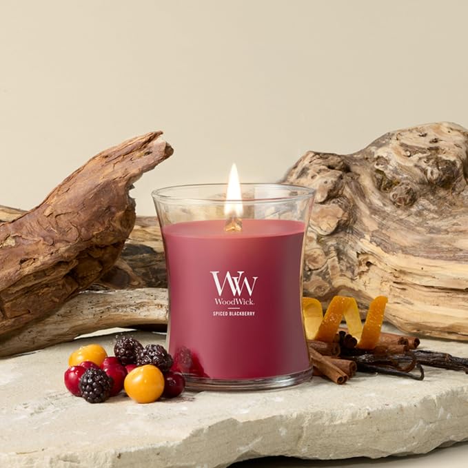 Woodwick Spiced BlackBerry Medium Hourglass Candle - Image 2