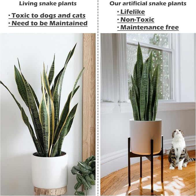 Worth Garden 3ft Artificial Snake Plant Fake Sansevieria Indoor Outdoor - Image 5