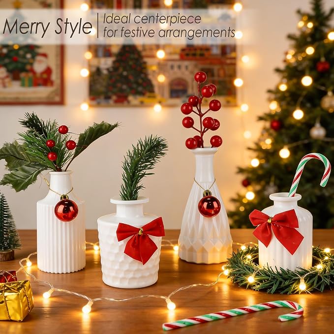 UPBUD White Glass Bud Vases Set of 12, Small Vases - Image 8