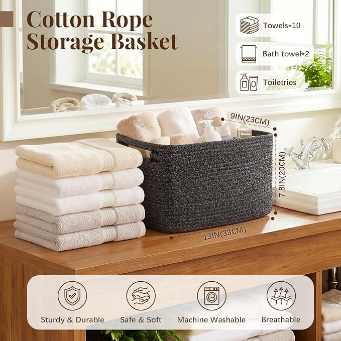 OIASKET 4Packs Natural Cotton Rope Storage Baskets - Image 2