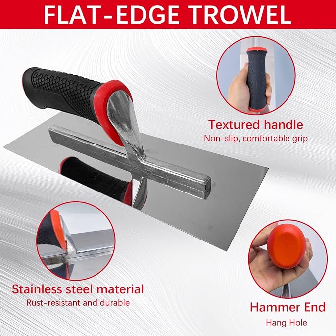 Drywall Hand Tool Kit, Aluminum Plaster Hawk and Finishing Trowel | 12"Mortar - Image 4