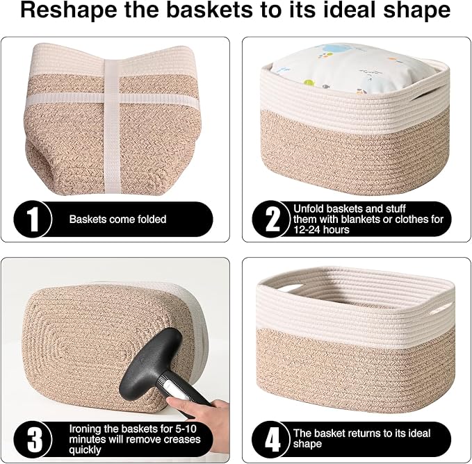 ICERZCZ Storage Baskets for Shelves, Woven Storage Basket, Bins for Cube Storage - Image 7