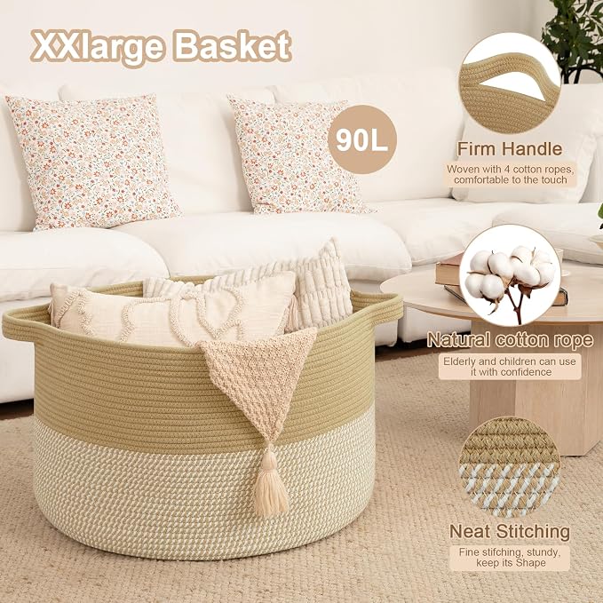 OIAHOMY 90L XXXLarge Blanket Basket - Image 4