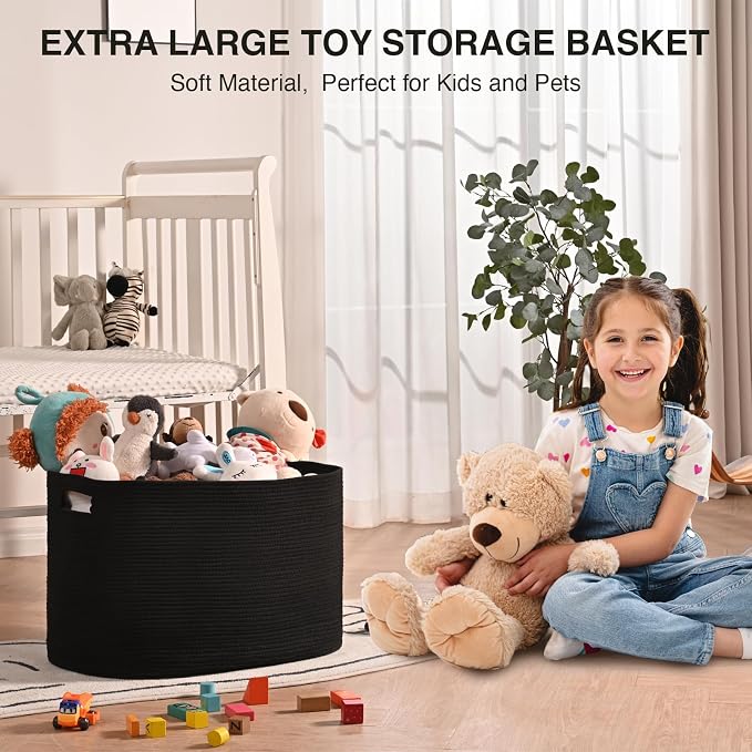 ICERZCZ Large Black Blanket Basket, Storage Baskets - Image 5