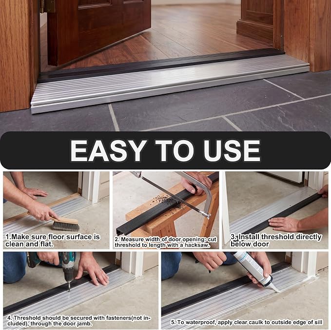 Pangda 2pcs 36 Inch Fixed Vinyl Sill Cap 1-1/8 Inches High Exterior Door - Image 3