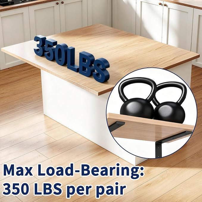LSK 6PCS Countertop Bracket, L 16"×H 6", Heavy Duty Shelf Bracket, Granite - Image 6