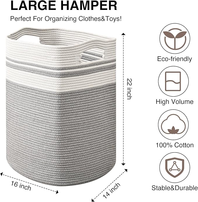 ICERZCZ 78L Laundry Hamper, Woven Rope Tall Laundry Basket - Image 3