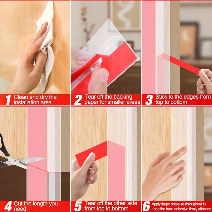Door Draft Stopper for Side of Door Frame 1.97 in x 10 Ft T-Shaped Silicone - Image 5