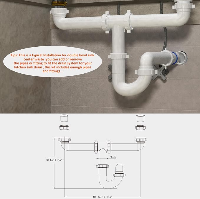 Kitchen Sink Drain Kit, for Most Kitchen Sink Drain Repair Kit and Bathroom - Image 6