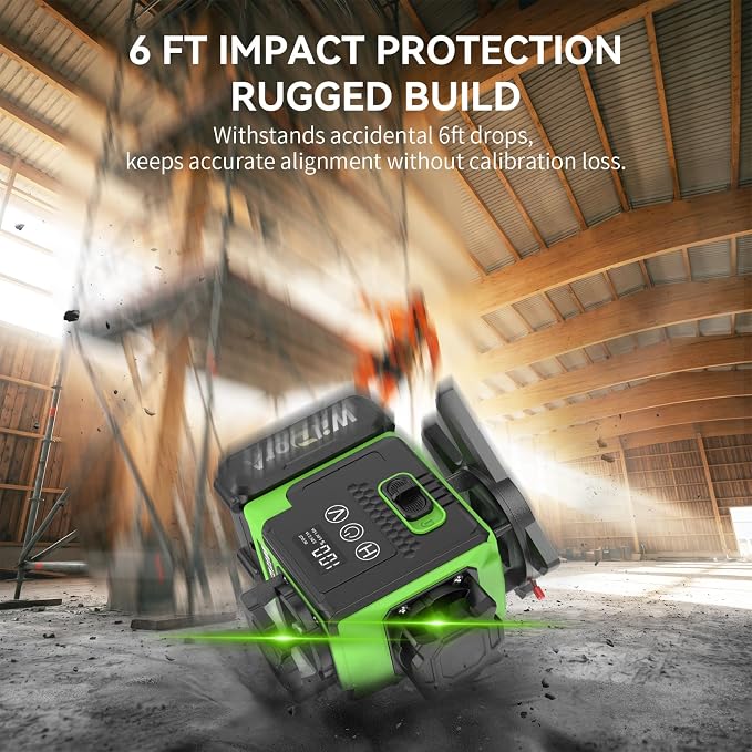 16 Line Laser Level, 4x360° Green Laser Leveler, ±4° Auto Self Leveling - Image 5