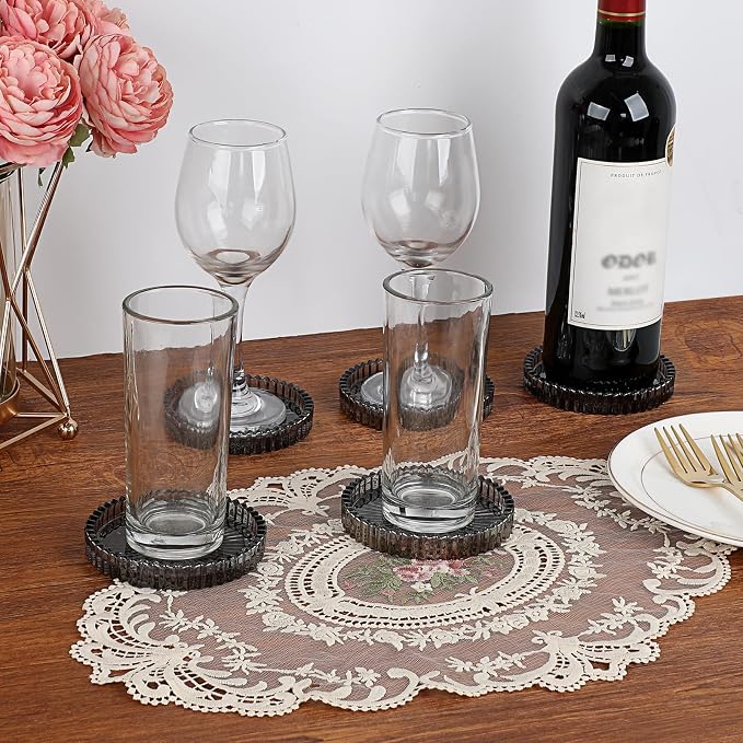 Modern Clear Coaster Set of 5- Glass Coasters - Image 2
