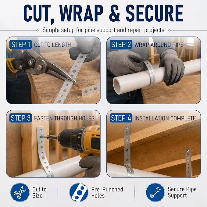 Metal Strapping with Holes 3/4" x 33FT Galvanized Pipe Strap with Plastic - Image 6