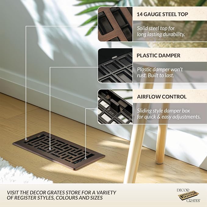 Decor Grates Metal Oriental Decorative Air Vent Cover 6x10 Floor Register – - Image 2