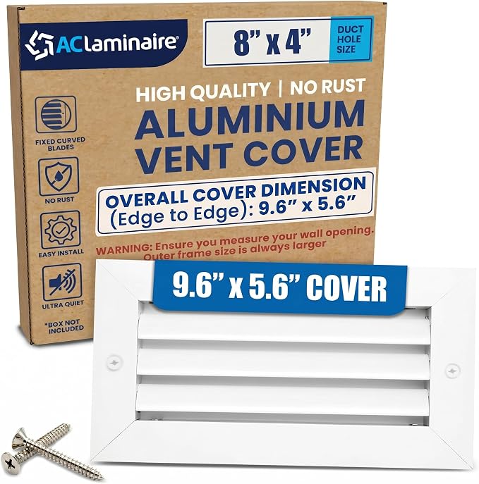 8x4 Aluminum Wall Ceiling Air Return Vent Cover HVAC Rustproof Grille by ACLAMINAIRE