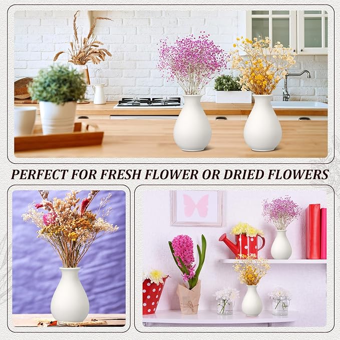 Tioncy 15 Pack White Ceramic Bud Vases Bulk Boho Small Flower Vase White - Image 5