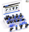 TAILONZ 10mm Push to Connect Fitting Splitters+Elbows+Tees+Straight 20pcs | by TAILONZPNEUMATIC