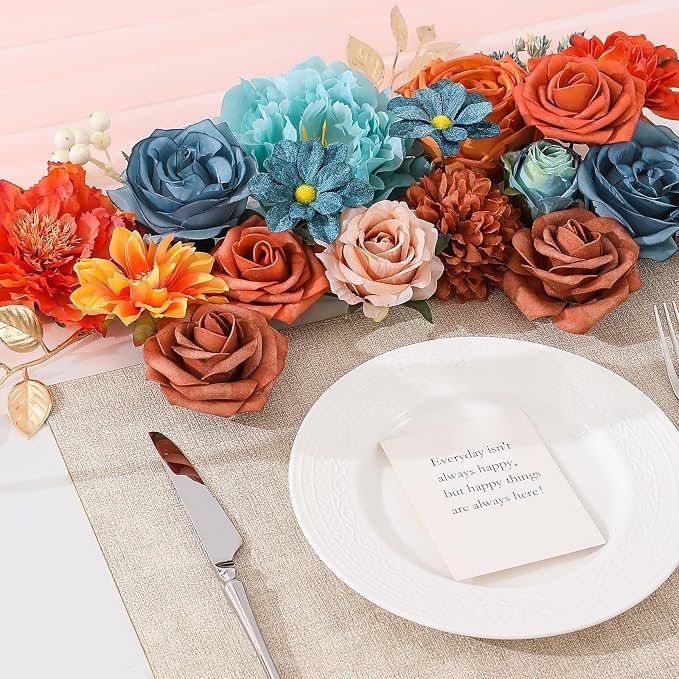 Artificial Flowers Fake Rose Flowers Dahlia - Image 9