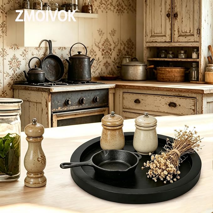 11 inch Round Decorative Tray, Coffee Table Decor Tray - Image 8