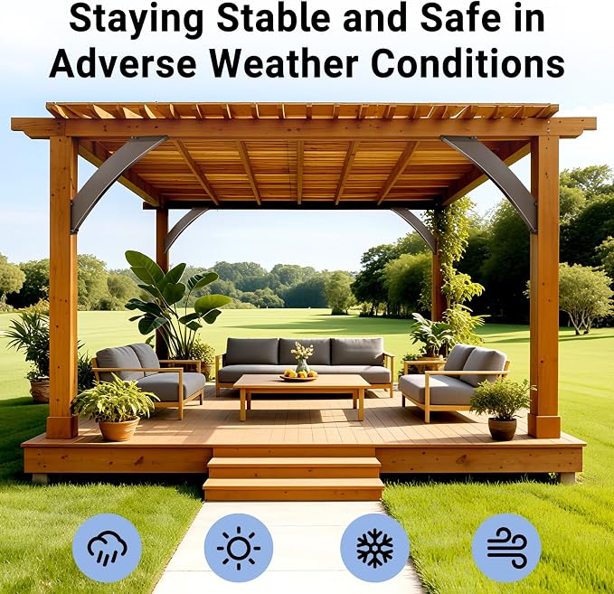 Heavy Duty Arc 45 Degree Angle Bracket, Wood Pergola Bracket Kit-4 Pcs - Image 5