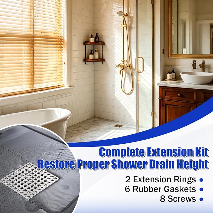 3-3/8" Shower Drain Height Extension Kit, Universal Shower Drain Extender | - Image 6