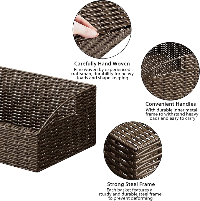 Pantry Baskets for Organizing, Wicker Basket Shelf Storage | Handwoven Pantry - Image 3