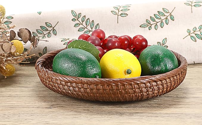Hipiwe Small Key Basket Bowl for Entryway 7.6" Round Wicker Basket - Image 6
