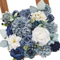 Alecono Dusty Blue Artificial Flowers, Silk Fake Roses Floral Set | by AleconoBetterYourLife