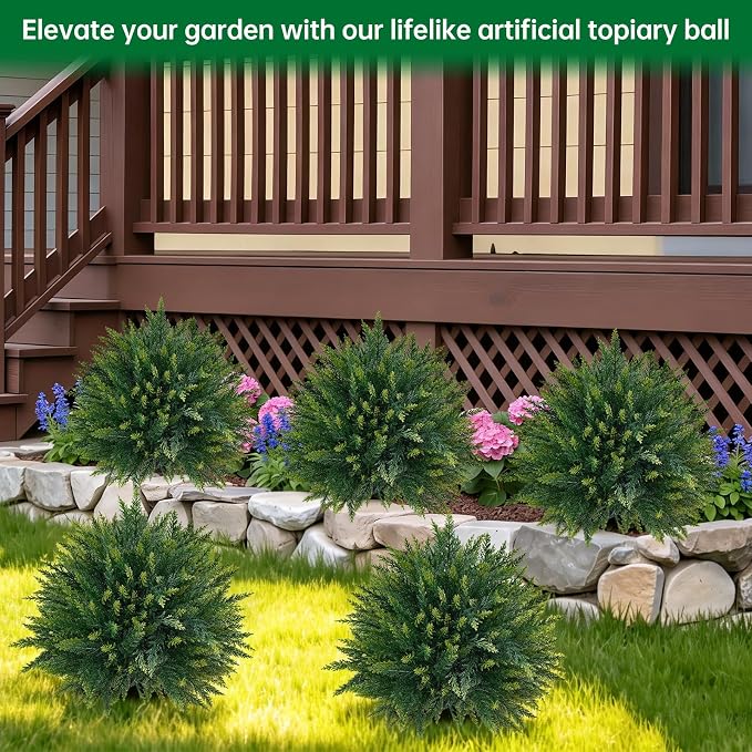 Artificial 4 Pack Cedar Topiary Trees - Image 6