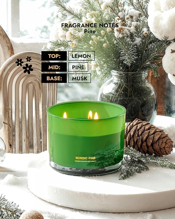 Luxury Pine Soy Candle | Large 3 Wick Jar Candle | Up to 40 Hours Burning Time - Image 4