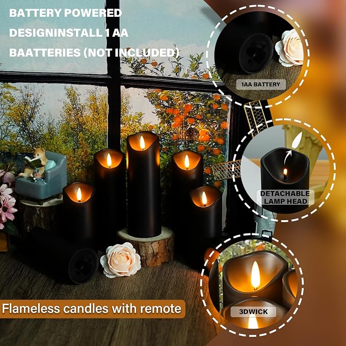 Nimiko Flameless Candles with Remote, Battery Operated Flickering Flameless - Image 3