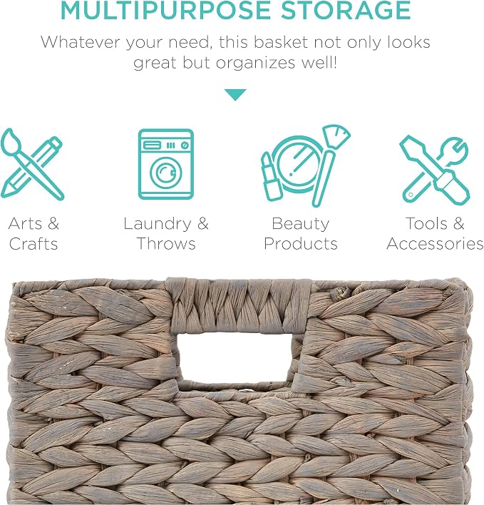 Best Choice Products 10.5x10.5in Pack of 5 Cube Storage Baskets, Water Hyacinth - Image 5