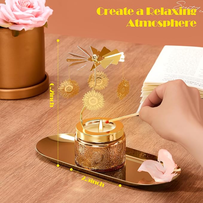 Curimama Rose Sunflower Rotating Scented Candle Gift - Image 4