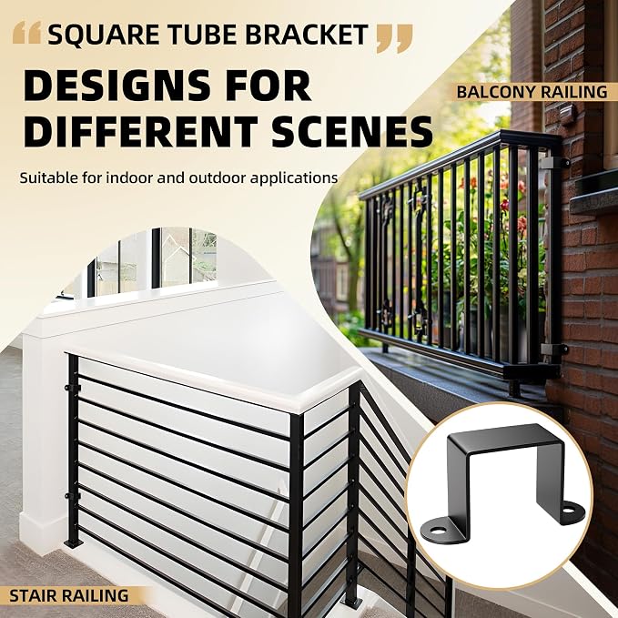 5 Pack 1.5 x 1.5 Inch Square Tube Strap Clamps, U Brackets - Image 6