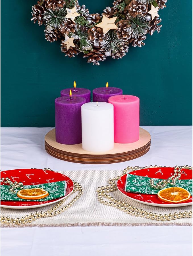 3x4 Inch Advent Pillar Candles Set of 5 - Image 6