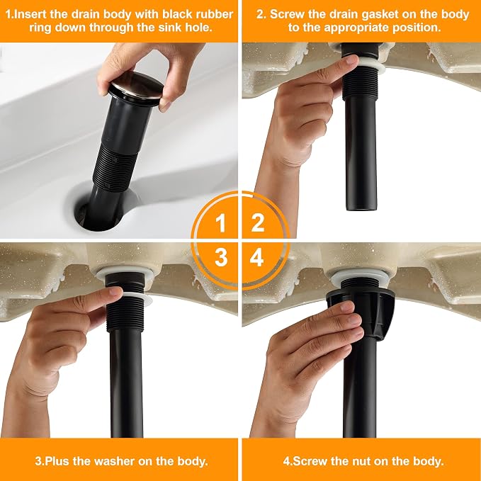 TIORIY Vessel Sink Drain Without Overflow, Plastic Bathroom Pop up Sink Drain - Image 4
