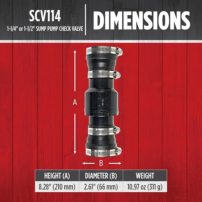Red Lion SCV114, 1-14" and 1-1/2" ABS Sump Pump Check Valve - Image 2