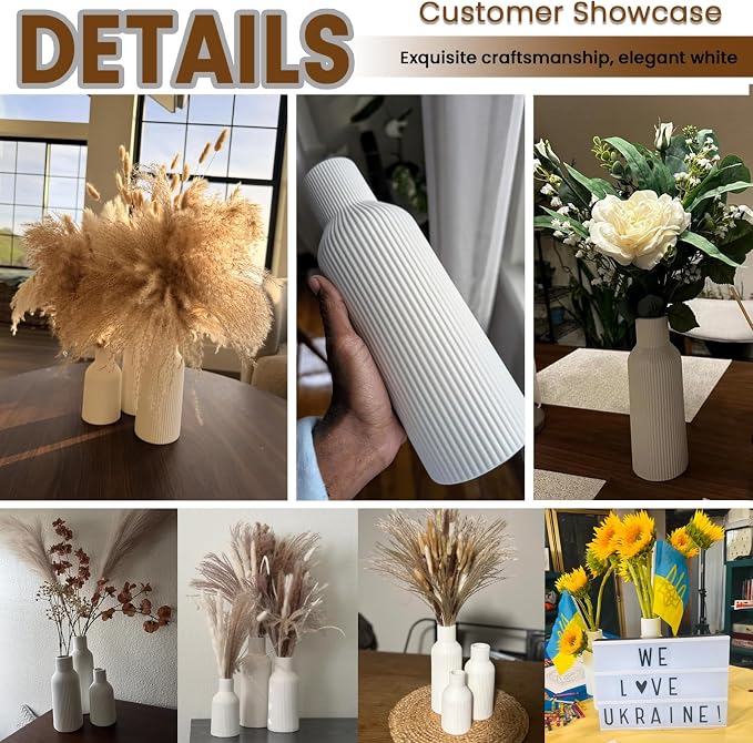 Vintage Blue Ceramic Flower Vases Set of 3, Modern Matte Vertical Ribbed - Image 8