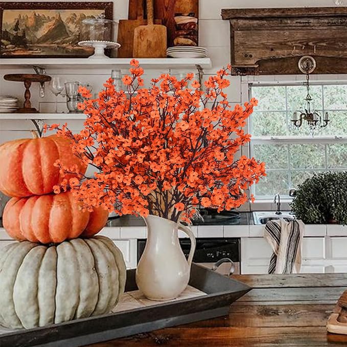 5 Pcs Fake Fall Flowers, Real Touch Babys Breath Artificial Flowers, Full Baby - Image 3