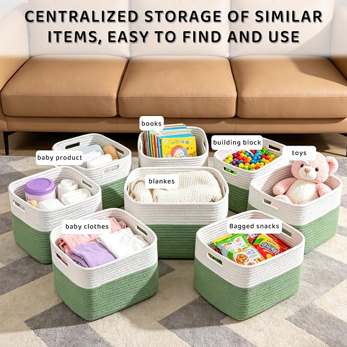 4 Pack Storage Baskets for Organizing, and Clothes, Cotton Rope Basket for - Image 6