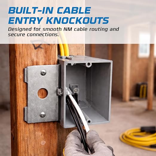 1-Gang Adjustable PVC Electrical Outlet Box 21 Cu in. PVC Junction Box - Image 6