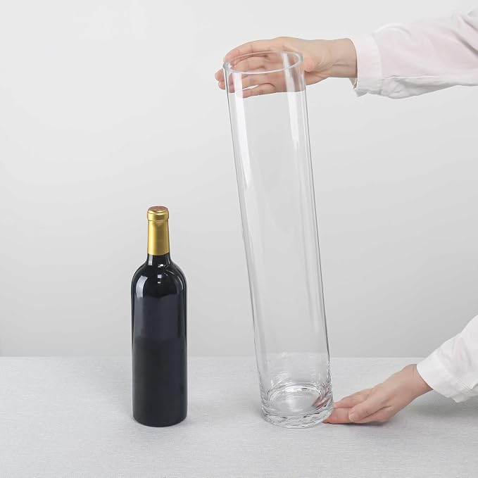 CYS Excel Clear Glass Cylinder Vase | Multiple Size Choices Glass Flower Vase - Image 4