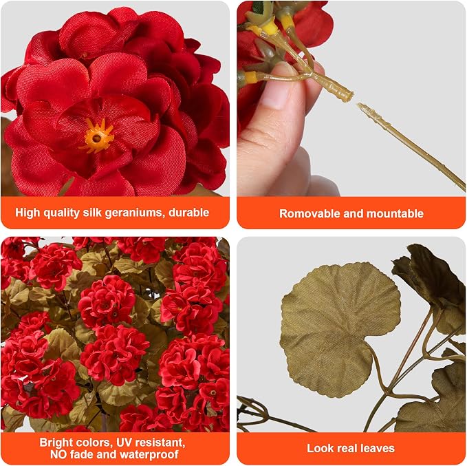 Fake Geraniums Artificial Flowers - Image 8