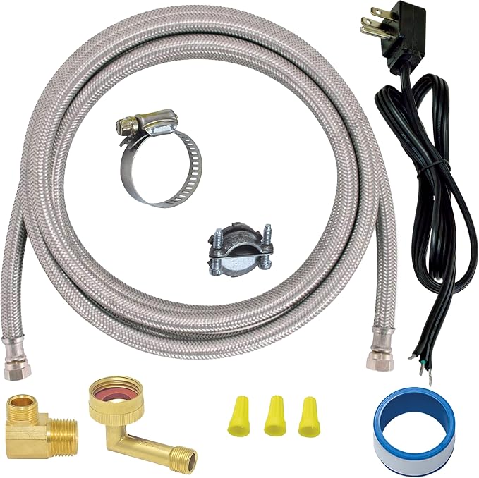 Eastman 6 Ft. Dishwasher Installation Kit, Braided Stainless Steel Supply Line by Eastman