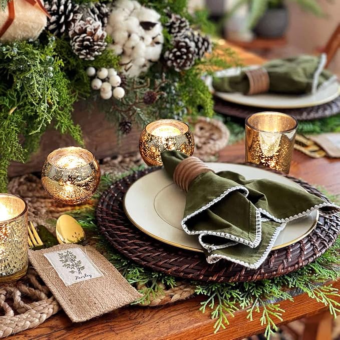 24 Pcs Assorted Gold Votive Candle Holders, Mercury Glass Tea Lights Holder | - Image 7