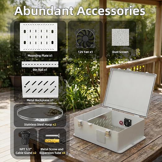 Joinfworld Outdoor Electrical Box 18.1x12.6x6.4 White Waterproof | ABS - Image 4