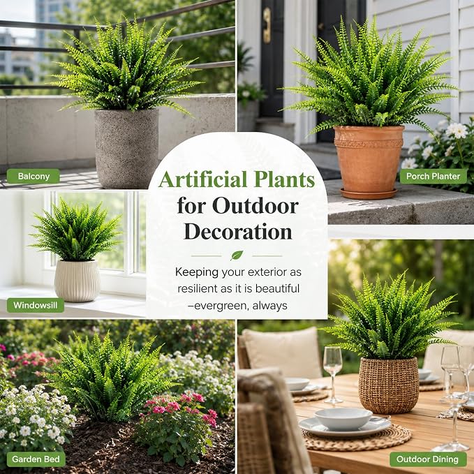 MAQIHAN 20PCS Fake Fern for Outdoor - Image 8