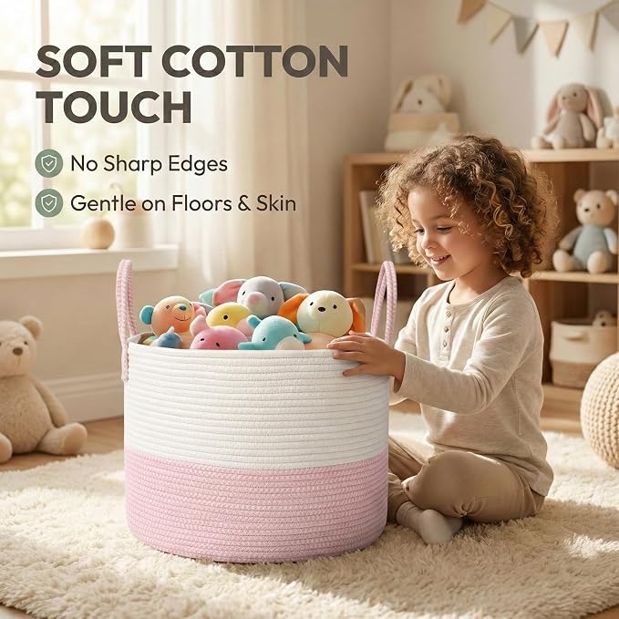JMvicyroam 115L Extra Large Machine Washable Cotton Rope Blanket Basket | - Image 4